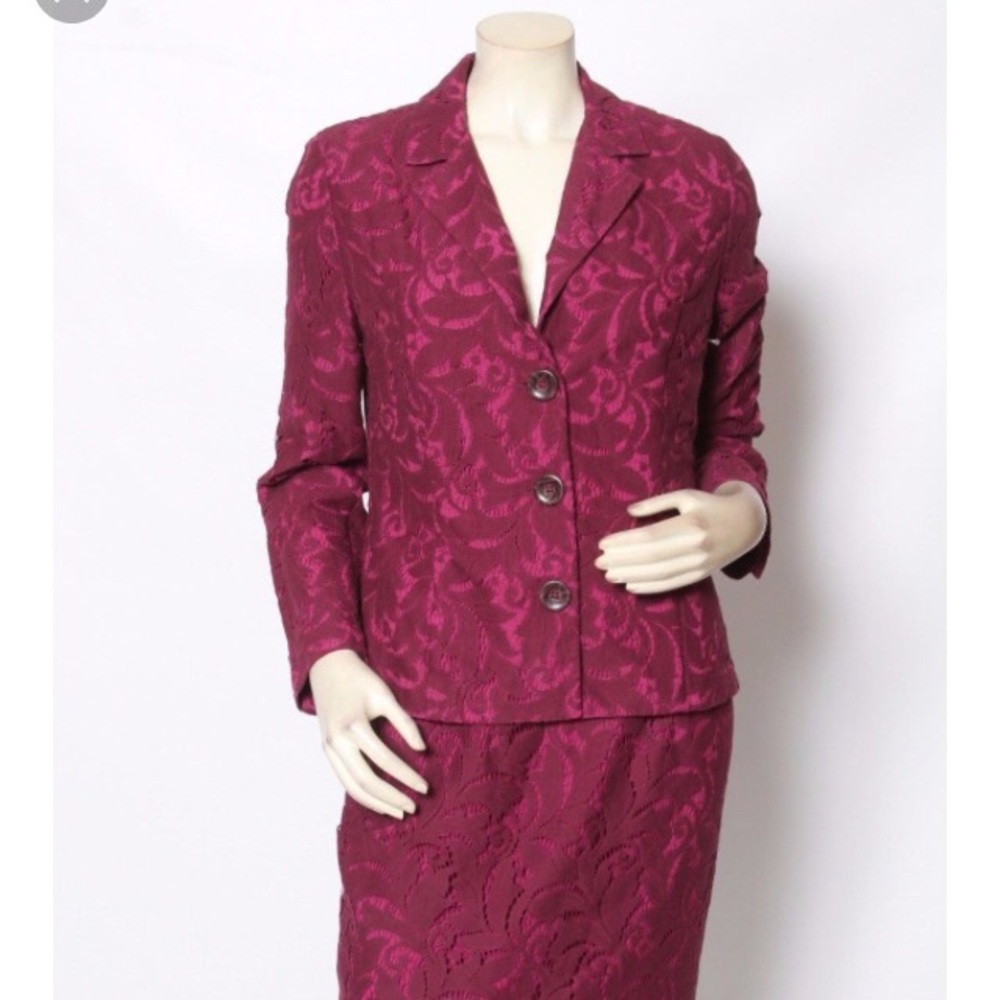 Cabi plum lace suit.
